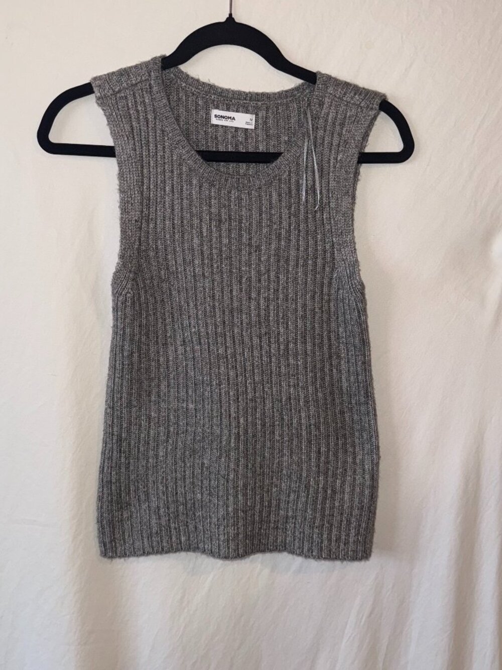 Sonoma Ribbed Gray Sleeveless Sweater